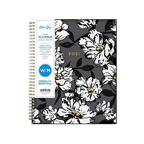 0699931903452 - BLUE SKY 2021 WEEKLY & MONTHLY PLANNER, FLEXIBLE COVER, TWIN-WIRE BINDING, 8.5” X 11”, BACCARA DARK (110211-21)