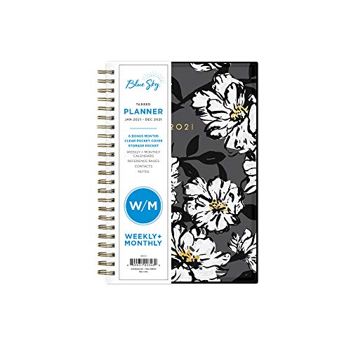 0699931903469 - BLUE SKY 2021 WEEKLY & MONTHLY PLANNER, FLEXIBLE COVER, TWIN-WIRE BINDING, 5” X 8”, BACCARA DARK (110212-21)