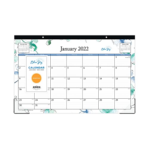 0699931904725 - BLUE SKY 2022 MONTHLY DESK PAD CALENDAR, 17 X 11, TRIM TAPE BINDING, TWO-HOLE PUNCHED, RULED BLOCKS, LINDLEY (100024-22)