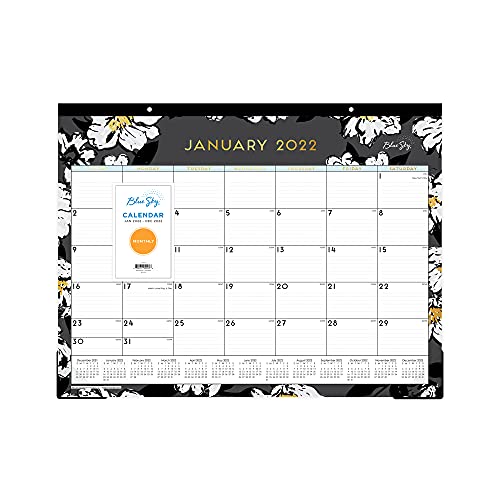 0699931905036 - BLUE SKY 2022 MONTHLY DESK PAD CALENDAR, 22 X 17, TRIM TAPE BINDING, TWO-HOLE PUNCHED, RULED BLOCKS, BACCARA DARK (110215-22)