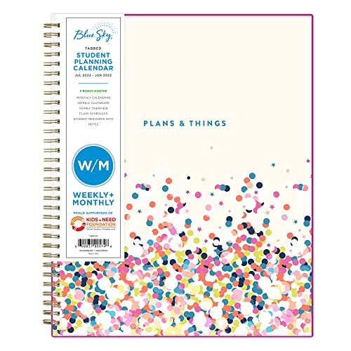 0699931905746 - BLUE SKY 2022-2023 ACADEMIC YEAR WEEKLY & MONTHLY STUDENT PLANNER, 8.5 X 11, FLEXIBLE COVER, WIREBOUND, STAR CONFETTI BRIGHT (136609-A23)