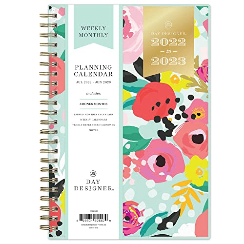 0699931905760 - DAY DESIGNER FOR BLUE SKY 2022-2023 ACADEMIC YEAR WEEKLY & MONTHLY PLANNER, 5 X 8, FROSTED COVER, WIREBOUND, SECRET GARDEN MINT (137900-A23)