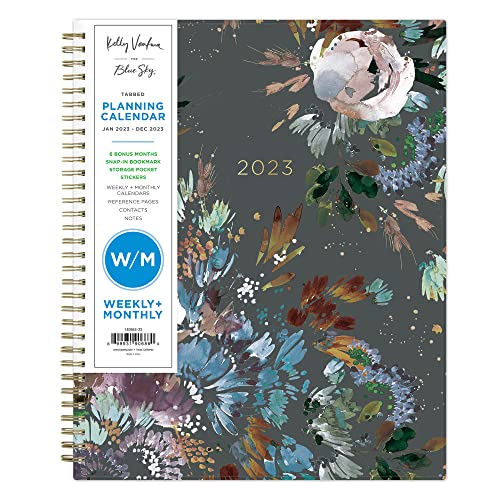 0699931906880 - KELLY VENTURA FOR BLUE SKY 2023 WEEKLY AND MONTHLY PLANNER, 8.5 X 11, FLEXIBLE COVER, WIREBOUND, MIDNIGHT GARDEN (140944-23)