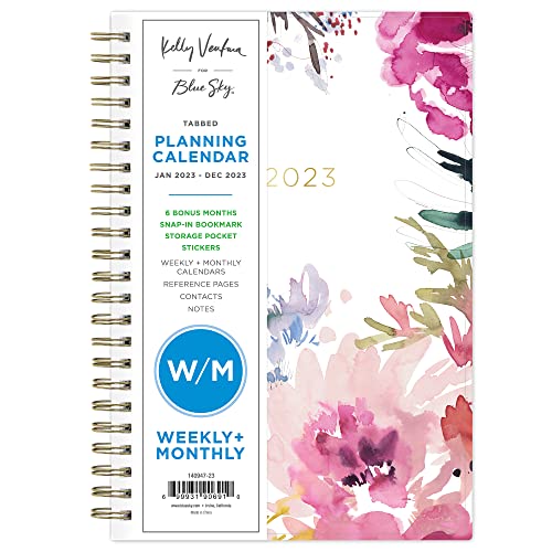 0699931906910 - KELLY VENTURA FOR BLUE SKY 2023 WEEKLY AND MONTHLY PLANNER, 5 X 8, FLEXIBLE COVER, WIREBOUND, MAGENTA BLOOMS (140947-23)