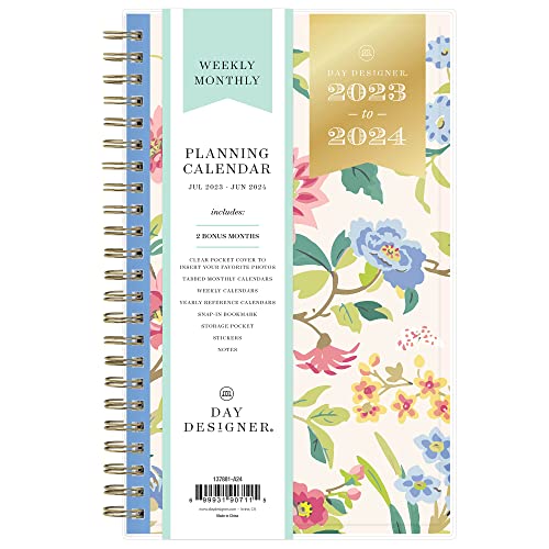 0699931907115 - DAY DESIGNER FOR BLUE SKY 2023-2024 ACADEMIC YEAR WEEKLY AND MONTHLY PLANNER, 5 X 8, FLEXIBLE COVER, WIREBOUND, CLIMBING FLORAL BLUSH (137881-A24)