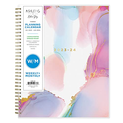 0699931907337 - ASHLEY G FOR BLUE SKY 2023-2024 ACADEMIC YEAR WEEKLY AND MONTHLY PLANNER, 8.5 X 11, FLEXIBLE COVER, WIREBOUND, MULTI COLOR SMOKE (133681-A24)