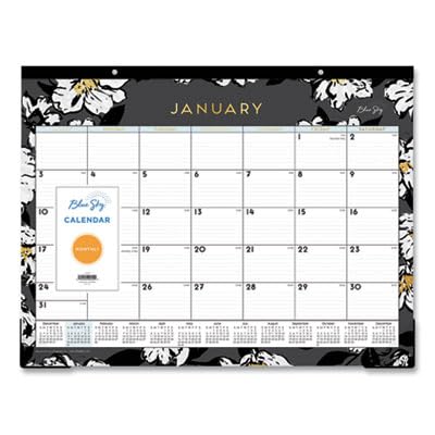 0699931907733 - BLUE SKY 2024 MONTHLY DESK PAD CALENDAR, JANUARY - DECEMBER, 22 X 17, TRIM TAPE BINDING, TWO-HOLE PUNCHED, RULED BLOCKS, BACCARA DARK (110215-24)