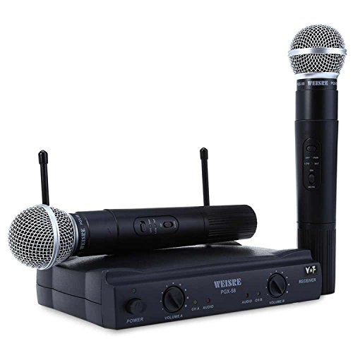 0699981252012 - WEISRE PGX58 VHF DUAL WIRELESS HANDHELD MICROPHONE WITH RECEIVER