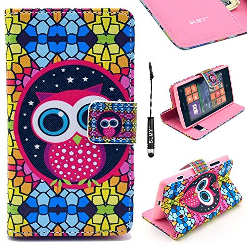 0700064219560 - SLMY(TM) COLORFUL CUTE ATTRACTIVE WALLET LEATHER CASE PROTECTOR WITH CREDIT ID CARDS HOLDERS & STAND SLIM FIT FOR NOKIA LUMIA 520 N520, WITH SCREEN PROTECTOR, STYLUS AND CLEANING CLOTH COLOR Z9