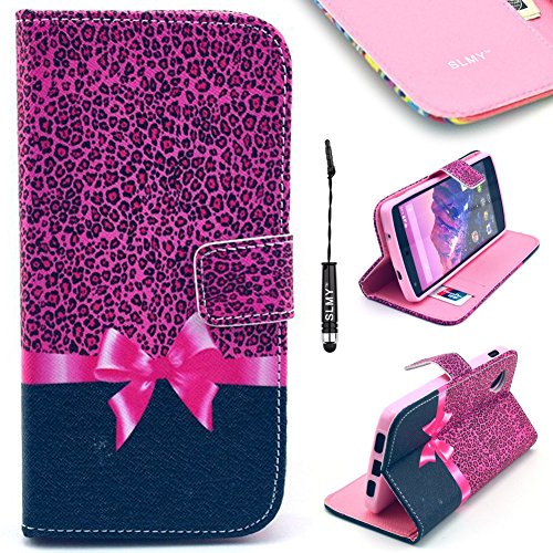 0700064222324 - SLMY(TM) COLORFUL CUTE ATTRACTIVE WALLET LEATHER CASE PROTECTOR WITH CREDIT ID CARDS HOLDERS & STAND SLIM FIT FOR LG GOOGLE NEXUS 5 , WITH SCREEN PROTECTOR, STYLUS AND CLEANING CLOTH COLOR Z19