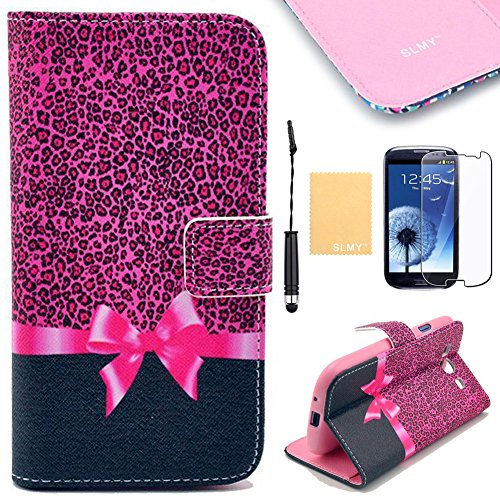 0700064225561 - SLMY(TM) COLORFUL CUTE ATTRACTIVE WALLET LEATHER CASE PROTECTOR WITH CREDIT ID CARDS HOLDERS & STAND SLIM FIT FOR SAMSUNG GALAXY S3 I9300, WITH SCREEN PROTECTOR, STYLUS AND CLEANING CLOTH COLOR Z12