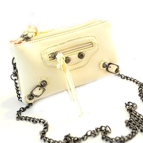 0700064496541 - STORM MART PU LEATHER LONG SHOULDER CHAIN RIVET CLUTCH SMART POUCH PURSE STRAP CLINCH WALLET HANDBAG FOR IPHONE 3GS/4/4S IPHONE 5/5S IPOD TOUCH MP3 SAMSUNG GALAXY S3 S4 S5 NOTE2 NOTE3 CASE MULTI-PURPOSE WOMAN MINI BAG (WHITE)
