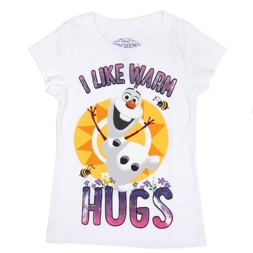 0700064772027 - DISNEY FROZEN OLAF I LIKE WARM HUGS GIRLS T-SHIRT TEE (WHITE, SMALL)