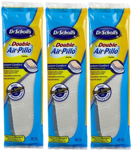 0700064830840 - DR. SCHOLL'S INSOLES AIR-PILLO CUSHIONING WITH MEMORY FOAM - 3 PAIRS (MEN'S SIZES 7-13 & WOMEN'S SIZES 5-10)