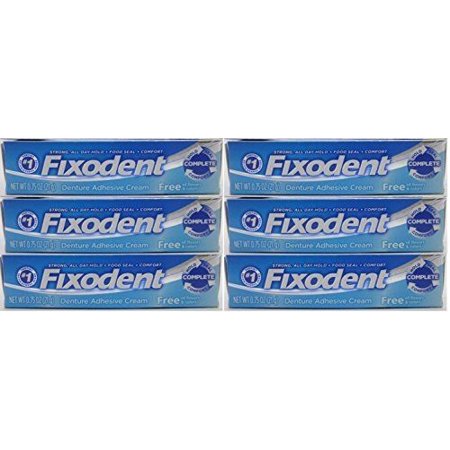 0700064838617 - FIXODENT COMPLETE FREE DENTURE ADHESIVE CREAM, TRAVEL SIZE, 0.75 OZ (PACK OF 6)