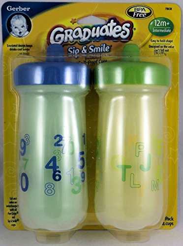 0700064841648 - GERBER GRADUATES BPA FREE SIP & SMILE INSULATED SPILL-PROOF CUP, 9 OUNCE, 2 COUN