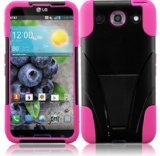 0700112312939 - GENERIC HYBRID DOUBLE LAYER FUSION COVER CASE WITH KICKSTAND FOR LG OPTIMUS G PRO E980 - RETAIL PACKAGING - BLACK/HOT PINK