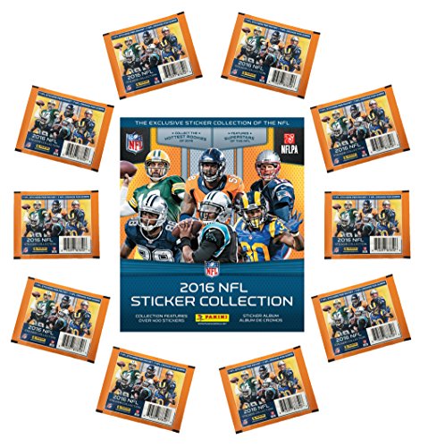 0700113102676 - 2016 PANINI NFL FOOTBALL STICKERS SPECIAL COLLECTORS PACKAGE WITH 1 ALBUM AND 10 STICKER PACKS! TOTAL OF 80 STICKERS!