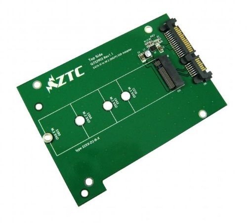 0700115306706 - ZTC THUNDER BOARD M.2 (NGFF) SSD TO SATA III BOARD ADAPTER. MULTI SIZE FIT WITH HIGH SPEED 6.0GB/S. MODEL ZTC-AD001
