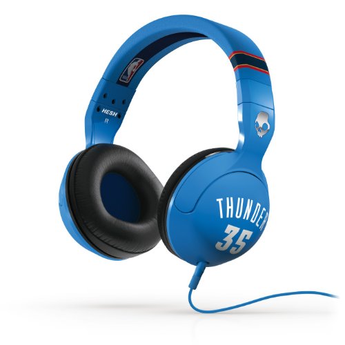 0700115642262 - SKULLCANDY HESH 2.0 NBA THUNDER - KEVIN DURANT HEADPHONES, WITH 50 MM DRIVERS, COMPATIBLE WITH IPHONE & ANDROID SMARTPHONES, FEATURES ATTACKING BASS AND SUPREME SOUND WITH SPECIALLY ENGINEERED PRECISION HIGHS, IN-LINE MIC FOR TAKING CALLS, SOFT PILLOW