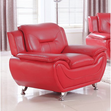 0700118104453 - UFE NORTON RED FAUX LEATHER MODERN LIVING ROOM ACCENT CHAIR