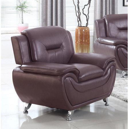 0700118104576 - UFE NORTON DARK BROWN FAUX LEATHER MODERN LIVING ROOM ACCENT CHAIR