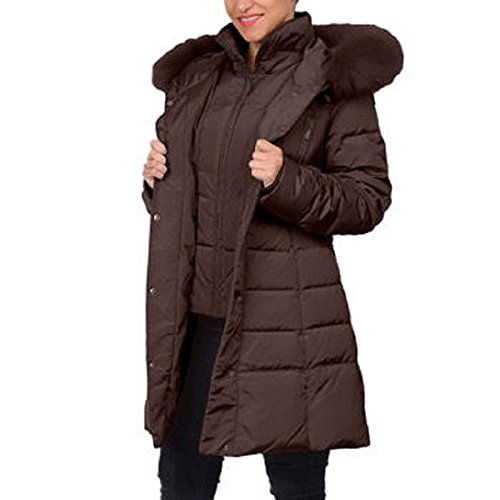 0700140295051 - 1 MADISON LADIES' DOWN COAT WITH FAUX FUR HOOD AND INNER VEST-PINOT (1X)