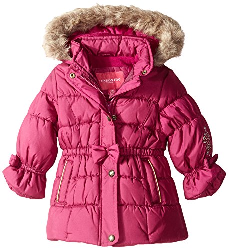 0700140301257 - LONDON FOG BABY GIRLS SHINY SHIMMER POLY COAT, BERRY, 18 MONTHS