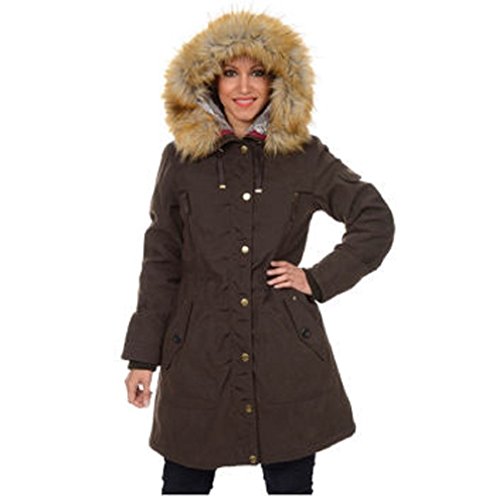 0700140363606 - 1 MADISON EXPEDITION WOMEN'S, LADIES' ANORAK JACKET FAUX FUR HOOD SMALL BROWN