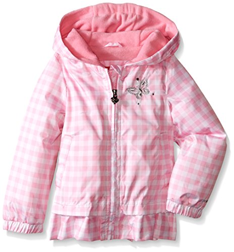 0700140442066 - LONDON FOG TODDLER GIRLS MIDWEIGHT PRINTED POLY FLEECE LINED JACKET, PINK GINGHAM, 4T