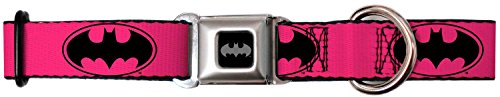 0700146101752 - BATMAN DC COMICS SUPERHERO PINK BACK SHIELD LOGOS SEATBELT PET DOG CAT COLLAR
