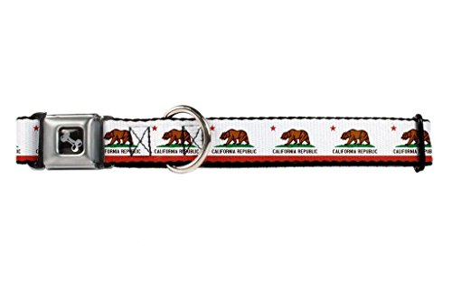 0700146363846 - CALIFORNIA REPUBLIC RED STAR BEAR ON WHITE FUN ANIMAL SEATBELT PET COLLAR