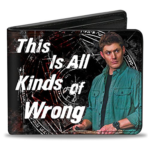 0700146489126 - BI-FOLD WALLET - DEAN POSE1/THIS IS ALL KINDS OF WRONG + SUPERNATURAL BLACK/GRAYS/RED/WHITE