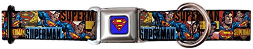 0700146972536 - BUCKLE DOWN INC DC-WSM020-WL 18-32 WIDE LARGE RED & BLUE SUPERMAN DOG COLLAR