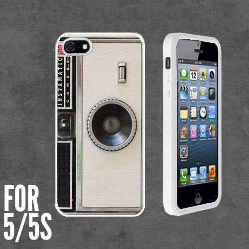 0700161218107 - CAMERA INSTAMATIC CUSTOM MADE CASE/COVER/SKIN FOR APPLE IPHONE 5/5S - WHITE - RUBBER CASE + FREE SCREEN PROTECTOR ( SHIP FROM CA)