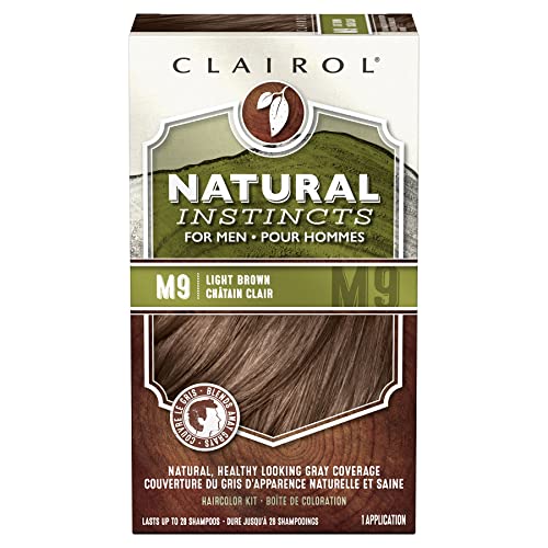 0070018043580 - CLAIROL NATURAL INSTINCTS SEMI-PERMANENT HAIR DYE FOR MEN, M9 LIGHT BROWN HAIR COLOR, 1 COUNT