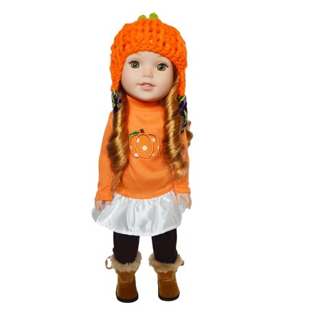 0700191976701 - MY BRITTANY’S FALL PUMPKIN FOR WELLIE WISHER DOLLS, GLITTER GIRLS, AND HEARTS FOR HEARTS DOLLS- DOLL IS NOT INCLUDED- 14 INCH DOLL CLOTHES
