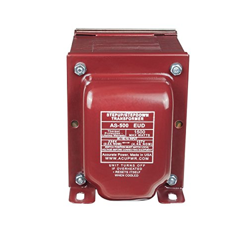 0700253461862 - ACUPWR TRU-WATTS 500-WATT STEP UP/DOWN VOLTAGE TRANSFORMER WITH IEC C13 INPUT AND TYPE F SCHUKO PLUG/POWER CORD - USE 127-VOLT APPLIANCES IN 220-240-VOLT COUNTRIES, AND VICE VERSA - AS-500EUD