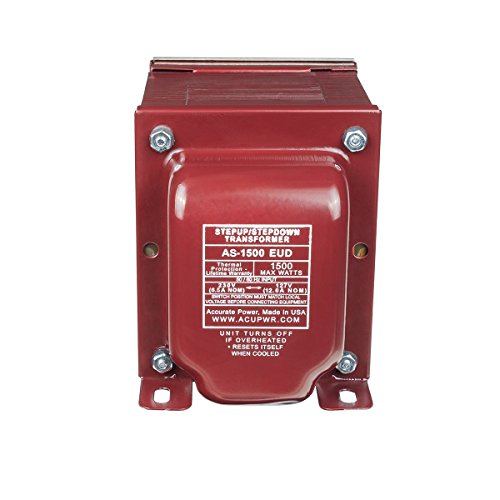 0700253462166 - ACUPWR TRU-WATTS 1500-WATT STEP UP/ DOWN VOLTAGE TRANSFORMER WITH IEC C13 INPUT AND TYPE F SCHUKO PLUG/POWER CORD - USE 127-VOLT APPLIANCES IN 220-240-VOLT COUNTRIES, AND VICE VERSA - AS-1500EUD