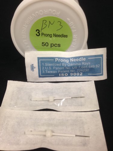 0700254306674 - BELLA DISPOSABLE 3 PRONG NEEDLE, 2 IN 1 INTEGRATED NEEDLE (50PCS IN A BOTTLE) FIT BELLA OR DRAGON BELLA PERMANENT MAKEUP KIT MACHINE