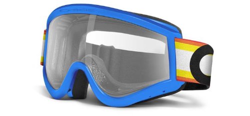 0700285526508 - OAKLEY E-FRAME MX GOGGLES WITH CLEAR LENS (BLUE VICTORY STRIPES)