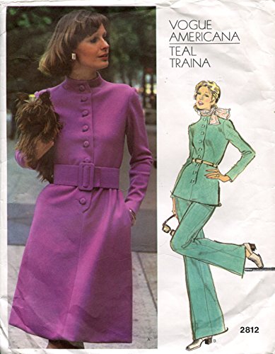 0700310267314 - 1970S VOGUE AMERICANA PATTERN 2812 TEAL TRAINA MISSES' DRESS, TUNIC AND PANTS, SIZE 12