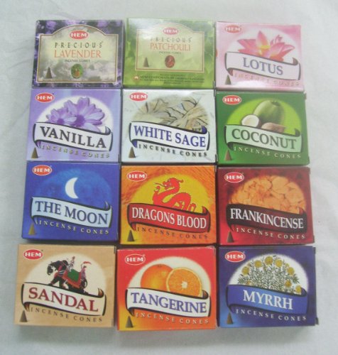 0700425396244 - 12 ASSORTED BOXES OF HEM INCENSE CONES, BEST SELLERS SET #2 12 X 10 (120 TOTAL)