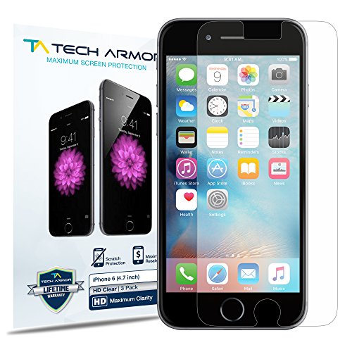 0700443110785 - TECH ARMOR HD CLEAR SCREEN PROTECTORS FOR APPLE IPHONE 6 (4.7 INCH), 3 PACK