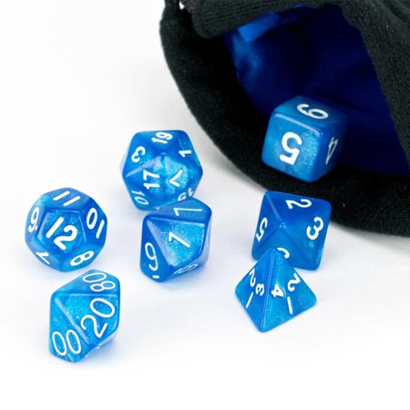 0700465843784 - BLUE FROST 7 PIECE POLYHEDRAL DICE SET | PRISTINE EDITION | FREE CARRYING BAG | HAND CHECKED QUALITY WITH | MONEY BACK GUARANTEE