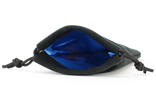 0700465844040 - VELVET DICE BAG 5X8 INCH | HIGH QUALITY DELUXE DOUBLE STITCHED SEAM | SNAG PROOF SATIN LINING | HOLDS OVER 110 DICE | BLUE INTERIOR WITH BLACK EXTERIOR | SUPER STURDY | LIFETIME GUARANTEE