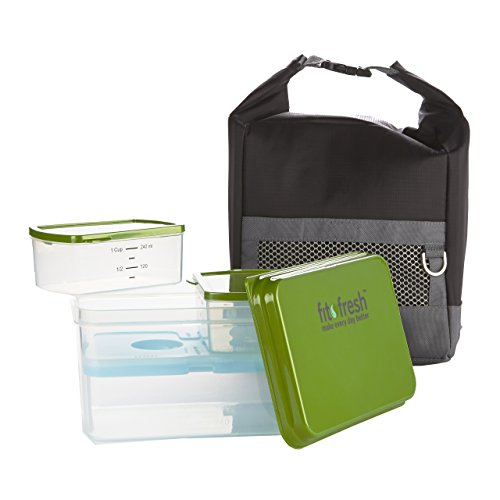 0700522136125 - FIT & FRESH SPORTY INSULATED LUNCH BAG KIT WITH REUSABLE CONTAINERS