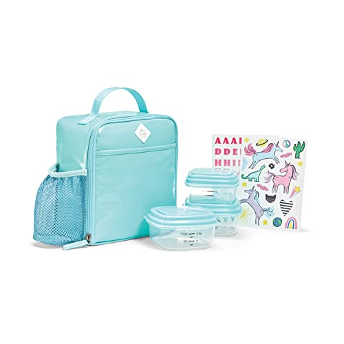 0700522252580 - FIT + FRESH DIY STICKER INSULATED LUNCH BAG, TRENDY KIDS LUNCH BOX, SOFT LUNCH COOLER BAG, PERFECT FOR SCHOOL, PICNICS, TRIPS & MORE, TEAL