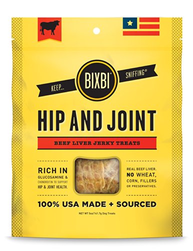 0700580218108 - BIXBI HIP AND JOINT PREMIUM MADE IN USA HEALTHY NATURAL DOG JERKY TREATS, 5-OUNCE, BEEF LIVER