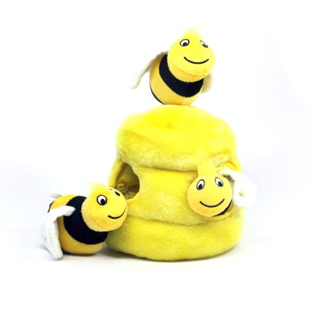 0700603310109 - KYJEN PP01055 HIDE-A-BEE PLUSH DOG TOYS 4-PIECE SQUEAK TOY, LARGE, YELLOW DTF